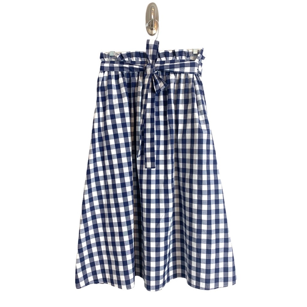 ASOS Blue + White Ruffled Belted Gingham Skirt 18